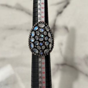 Moonstone and diamond ring